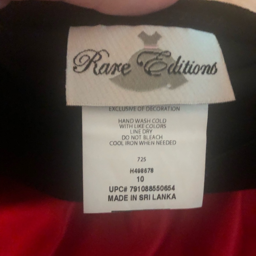 Rare Editions Black Velvet and Red Satin Lace Patterned Dress - Picture 5 of 7